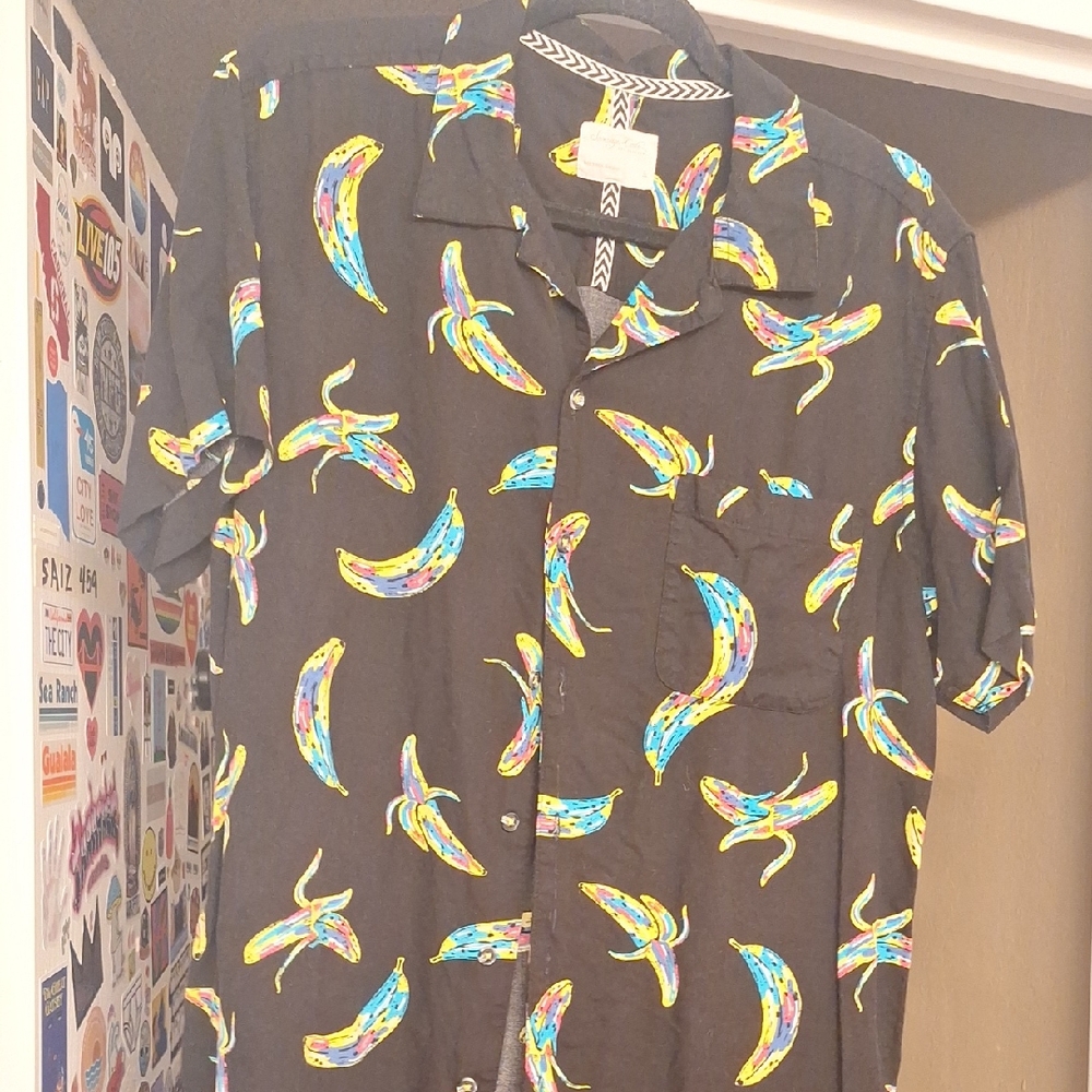 Sovereign Code Black Shirt with Colorful Banana Print